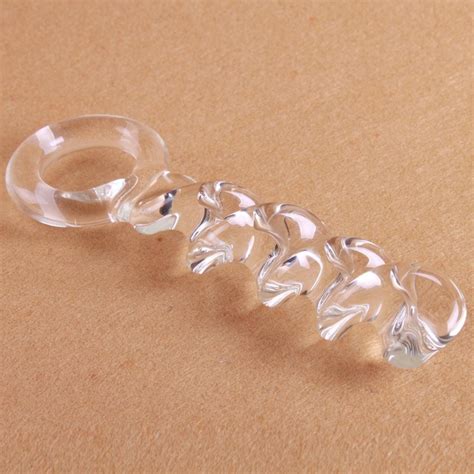 Transparent Glass Screw Thread Anal Plug Glass Anal Dildo Butt Plug