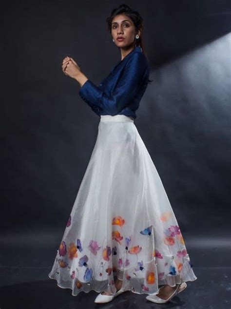 beautiful organza weave silk skirt and silk top long skirt top designs party wear indian