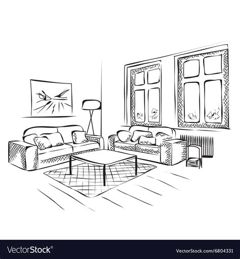 Outline Sketch Of A Interior Royalty Free Vector Image
