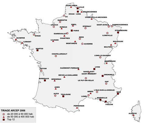 Carte des régions françaises d'aujourd'hui. Carte De France Des Villes De Plus De 50000 Habitants | My ...