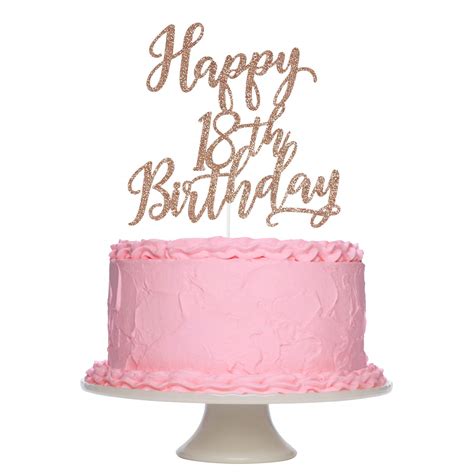 Buy Happy 18th Birthday Cake Topper Rose Gold Glitter 18th Birthday