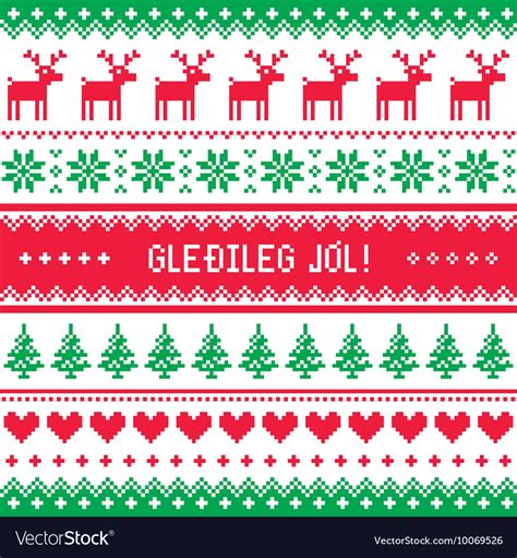 Gledileg Jol Merry Christmas In Icelandic Vector Image