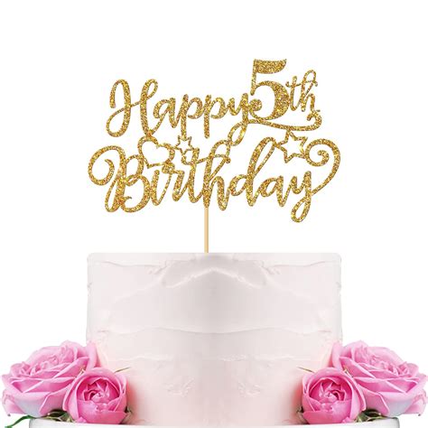 Buy Webenison Happy 5th Birthday Cake Topper Children 5th Birthday Cake