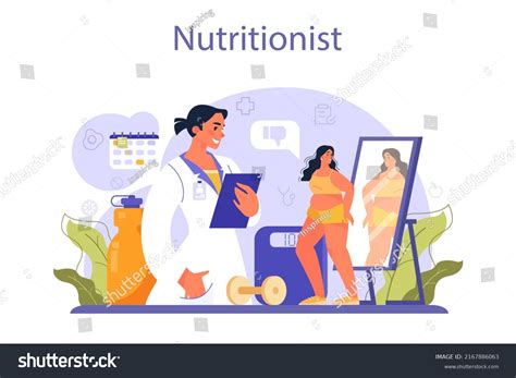Nutritionist Concept Nutrition Therapy Healthy Food Stock Vector
