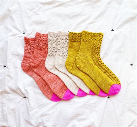 Easy Beginner Lace Sock Knitting Pattern Set The In Bloom Etsy