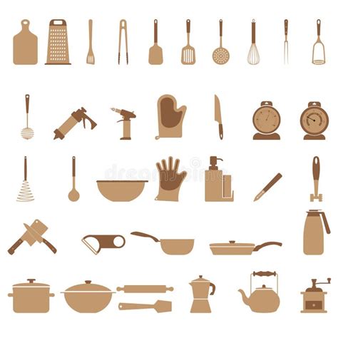 Kitchen Utensils Set Of 36 Different Icons Stock Vector Illustration