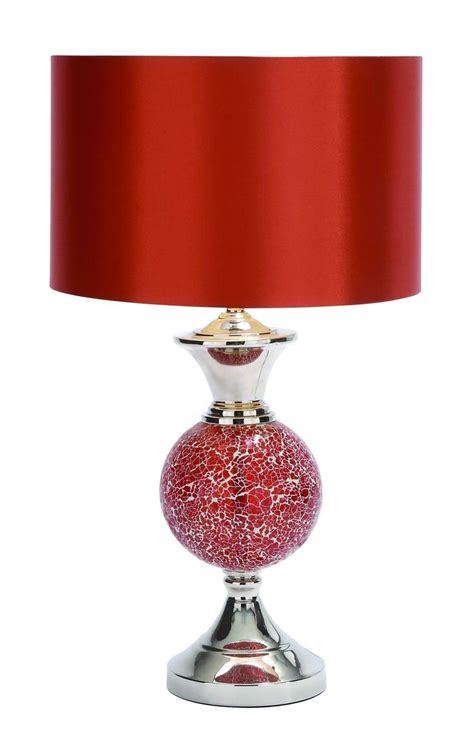 Fiery Red Modern Table Lamp With Drum Shade Glass Table Lamp Table