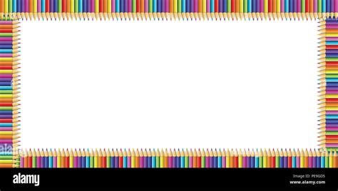 Vector Borde Rectangular Multicolores Hechas De Coloridos Lápices
