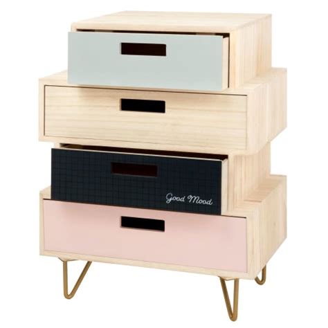 Meuble maison déco maison idées pour la maison projet maison chaise bureau scandinave meubles et mobilier d'intérieur 2019/2020 | maisons du monde. Petit meuble de rangement 4 tiroirs rose, noir et à motifs ...