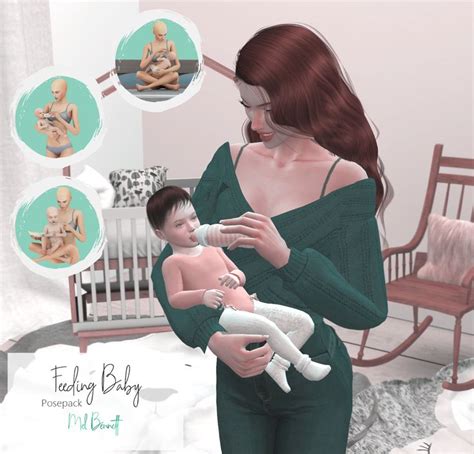 Mel Bennett Sims 4 Feeding Baby Posepack In 2022 Sims Baby Sims 4