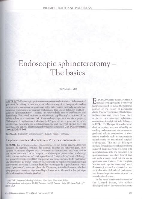 Pdf Endoscopic Sphincterotomy The Basics