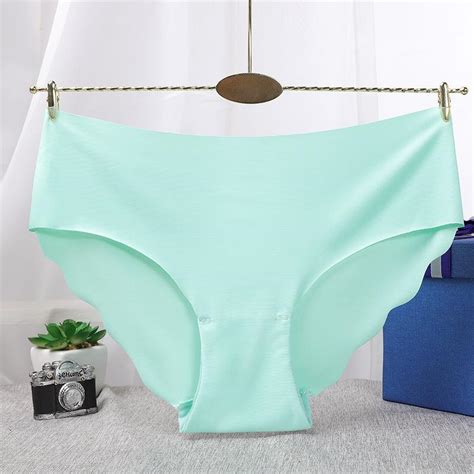 Buy Sexy Ladies Wavy Briefs One Piece Ice Silk Seamless Underwear Women