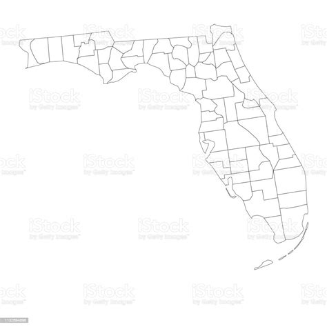 Florida State Map With Counties Stock Illustration Download Image Now