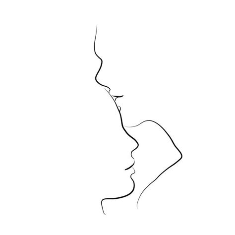 Couple Line Art Drawing Forehead Kiss Comforter By Peach On A