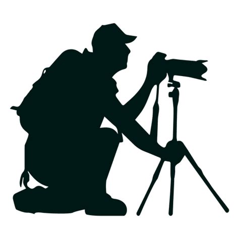 Photographer With Camera Stand Silhouette Transparent Png And Svg