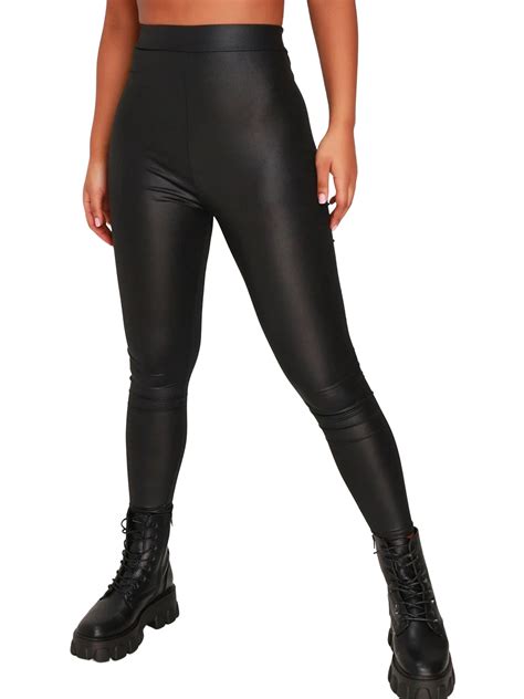 Wet Look Faux Leather High Waist Leggings Black I Saw It First
