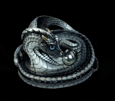 Mother Coiled Dragon Silver Intense Black Version Windstone