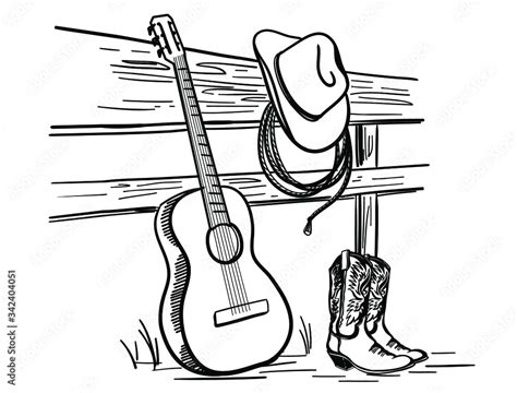 Cowboy Country Music With Cowboy Boots And Western Hat Vector Country