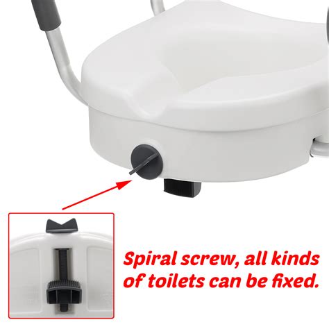 Removable Raised Toilet Seat With Arms Handles Padded Disability Aid