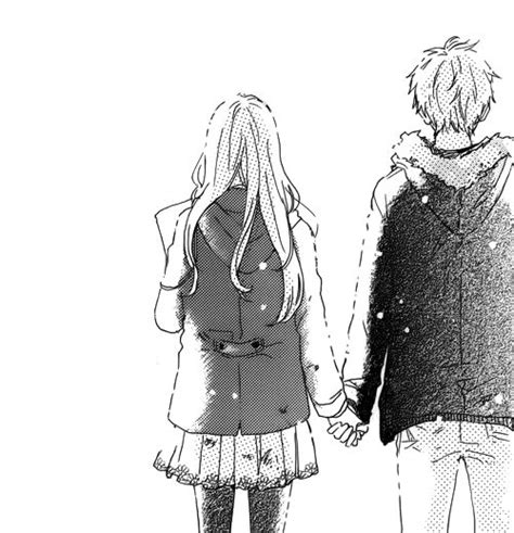 Anime Couple Black And White Drawing