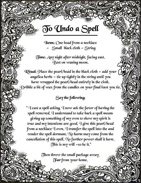 Printable To Undo A Spell Witches Of The Craft