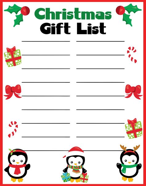 10 Best Free Printable Christmas Shopping List Template PDF For Free At