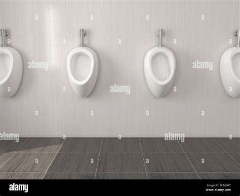 urinarios blancos de cerámica colgando en la pared en el inodoro público ilustración de