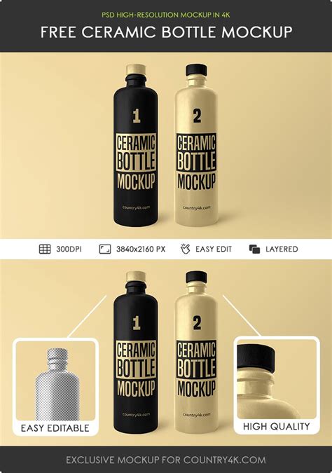 Free Ceramic Bottle Mockup Country4k