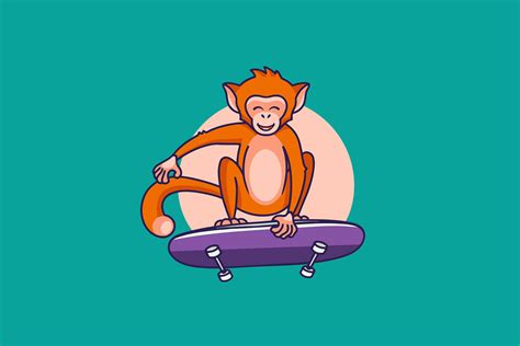 Funny Monkey Skater By Letteringlogo