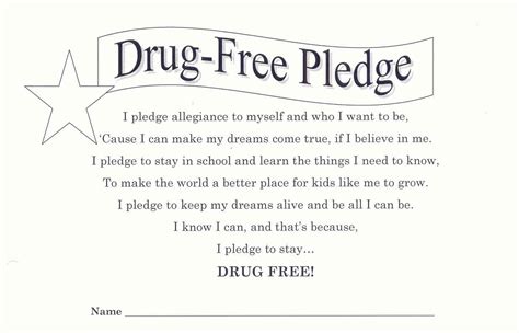 Drug Free Pledge Cards Printable
