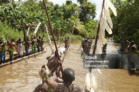 Welcome Ceremony On The River Of Asmat Tribe Stock Photo Download