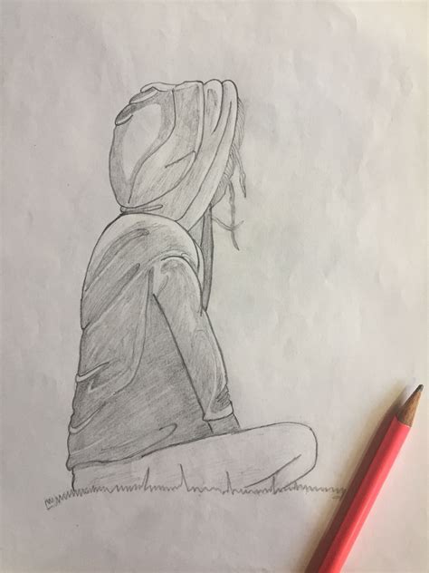 Girl In Hoodie Drawing