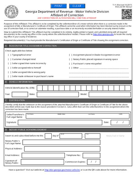 Form T 11 Fill Out Sign Online And Download Fillable Pdf Georgia