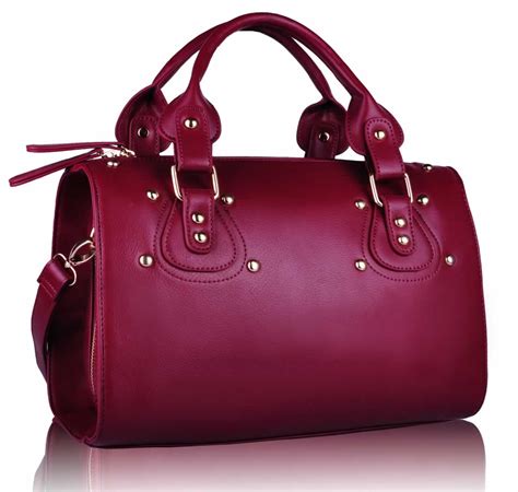 Wholesale Burgundy Studded Fashion Satchel Handbag