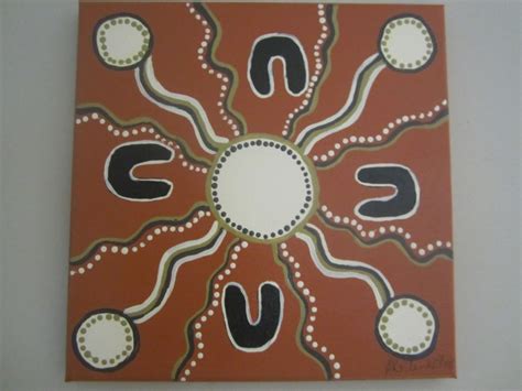 People And A Watering Hole In This Aboriginal Art Lewis The Lion
