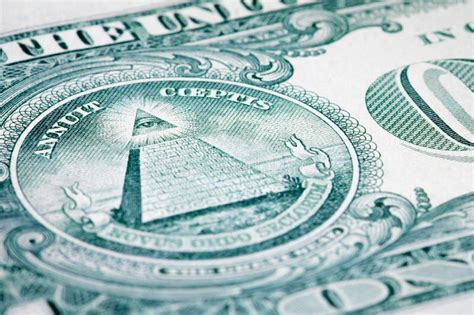 Macro Image Of One Dollar Bill With A Truncated Pyramid And An All