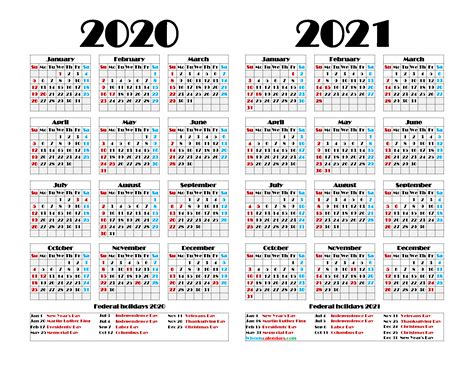 Printable 2021 Calendar With Federal Holidays Free Letter Templates