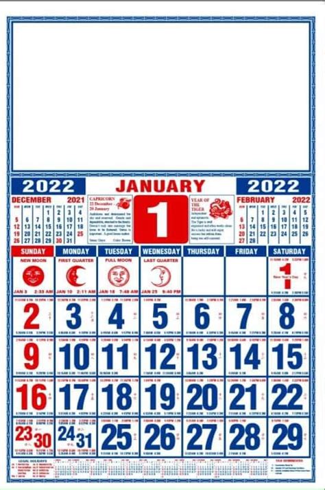 2022 Calendar With Holidays Koh