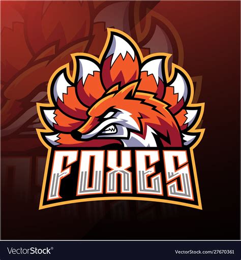 Foxes Esport Mascot Logo Design Royalty Free Vector Image