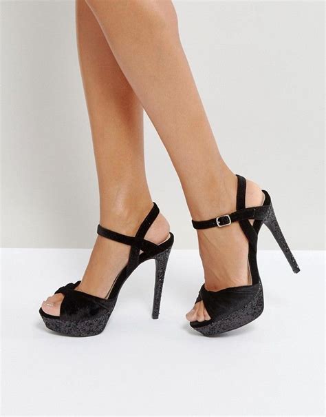 Qupid Velvet Heel Platform Sandal With Velvet Vamp Black Platform Sandals Platform High Heels
