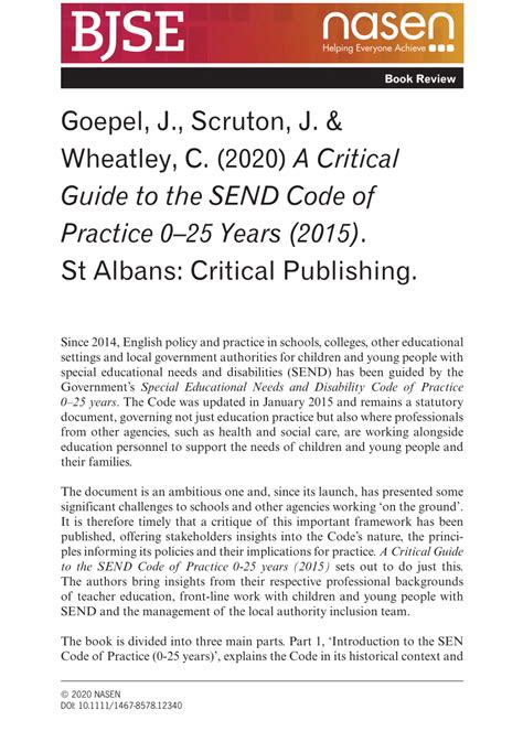 Pdf Goepel J Scruton J And Wheatley C 2020 A Critical Guide To