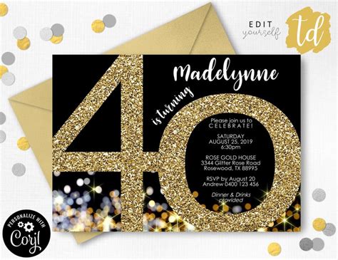 40th Birthday Invitations Party Templates Him And Her Corjl