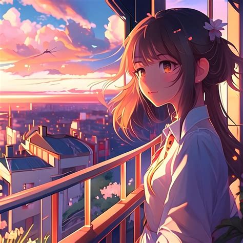 Premium Ai Image Anime Girl In Balcony Illustration