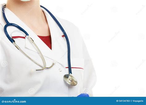 Female Doctor In Lab Coat With Stethoscope Stock Image Image Of
