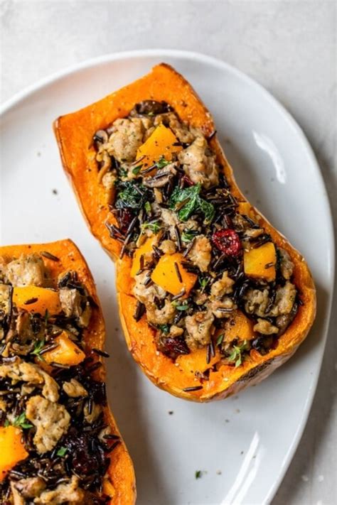 Stuffed Butternut Squash With Wild Rice And Sausage Natures Gateway