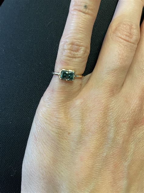 Radiant Cut Green Moissanite By Goldenbirdjewellery I Am Obsessed
