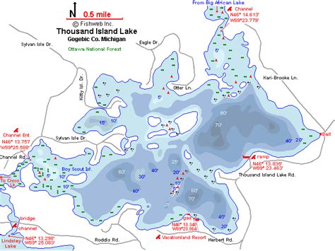 Thousand Island Lake Map Gogebic County Michigan Fishing Michigan