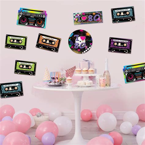80s Party Supplies 24 Pieces Cassette Tape Cutouts With 7 Different