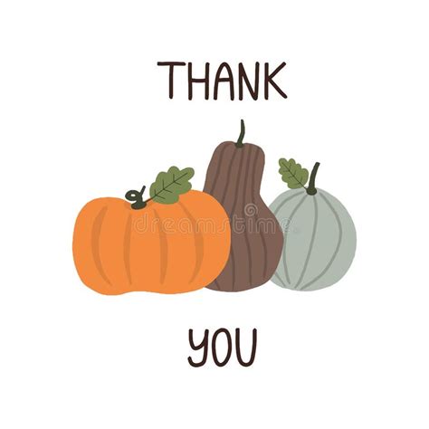 Minimalistic Cute Thank You Card Decorated By Pastel Pumpkins