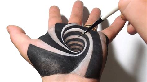 3d Spiral Hole On Hand Painting Trick Art Optical Illusion Youtube